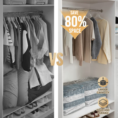 TAILI Vacuum Storage Bags 4 Pack, Jumbo Cube (31x40x15 Inch), Extra Large Vacuum Seal Bags for Clothing, Comforters, Blankets, Bedding, Sweater, Closet Organizers, Space Saving, Cream