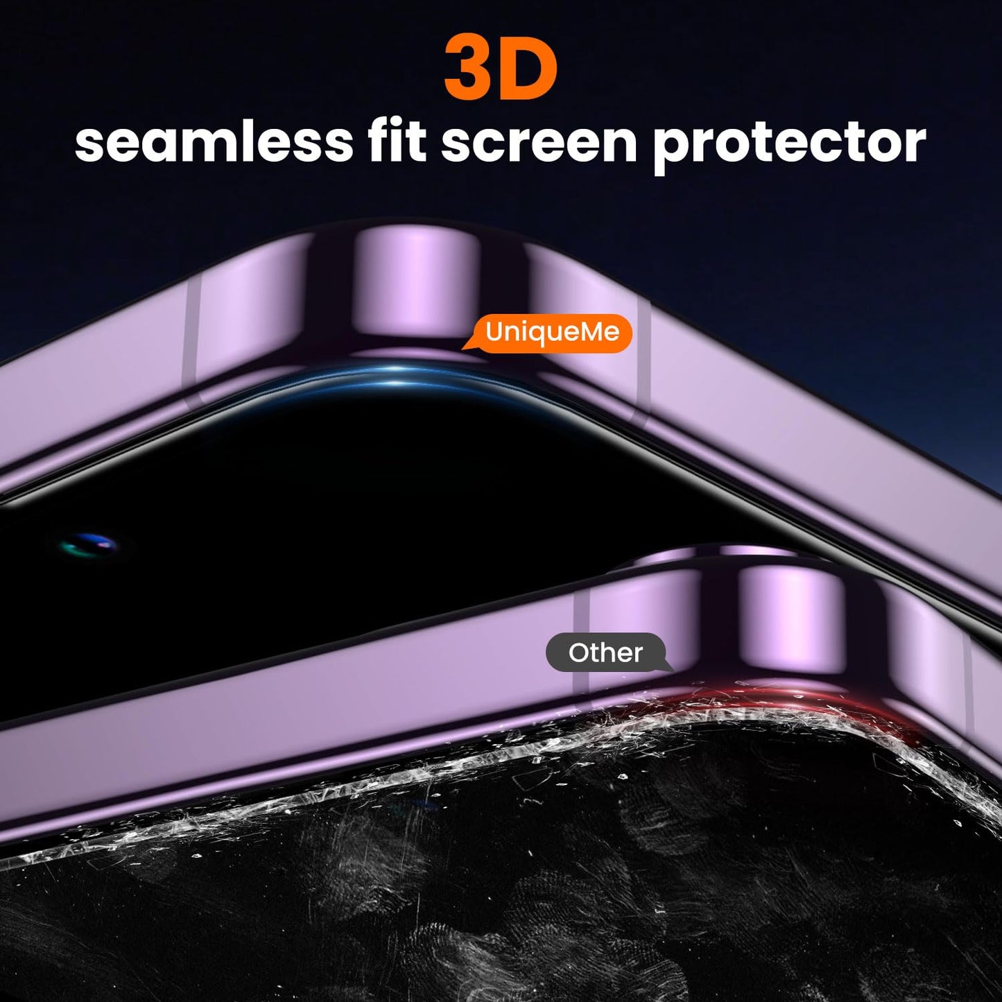 UniqueMe for iPhone 16 Pro Screen Protector - [Military Grade Shatterproof & 9H+ Hardness] Screen Protector 16 Pro Tempered Glass Full Coverage Protection, Easy Installation, 2 Packs