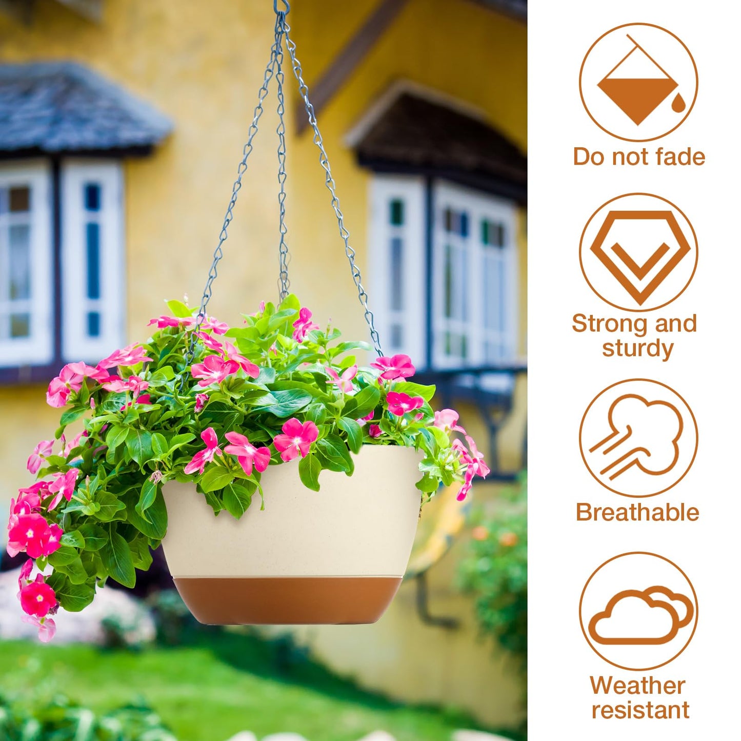 Mumufy 6 Pcs 8 Inch Hanging Planters for Indoor and Outdoor Plants, Beige