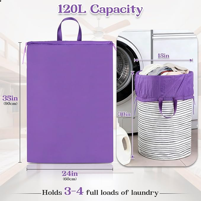 Heavy Duty Laundry Bag with Handles, Extra Large Drawstring Bag, Laundry Hamper
