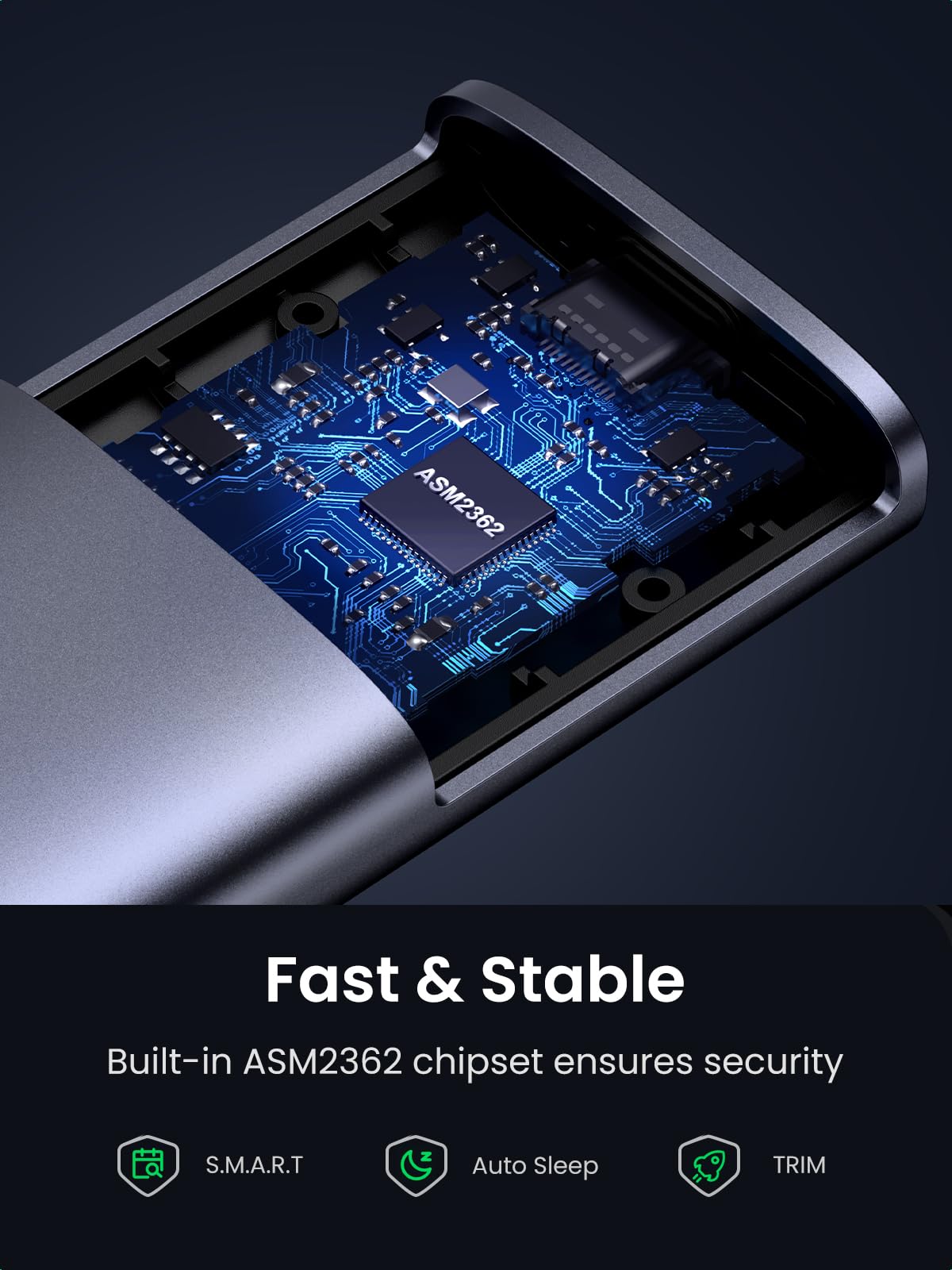 UGREEN M.2 NVMe Enclosure, USB 3.2 Gen 2 SSD Enclosure, Tool-Free 10Gbps NVMe External Caddy, Aluminum PCIe NVMe Adapter, NVMe to USB Adapter for M and M&B Key in 2230/2242/2260/2280 SSDs