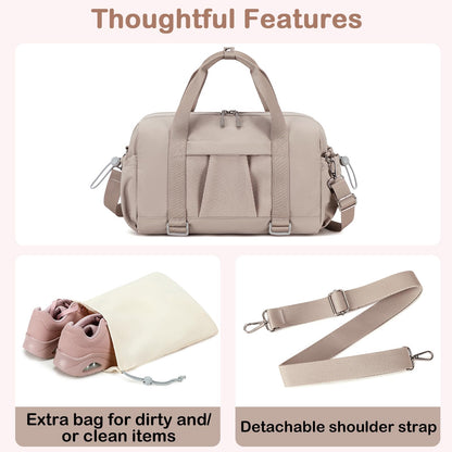 LEDAOU Small Gym Bag for Women, Mini Duffle Bag with Yoga Mat Holder Lightweight Carry On Sports Bag with Separate Shoe Pocket & Wet Pocket Duffel Bags Dance Yoga Workout Bag