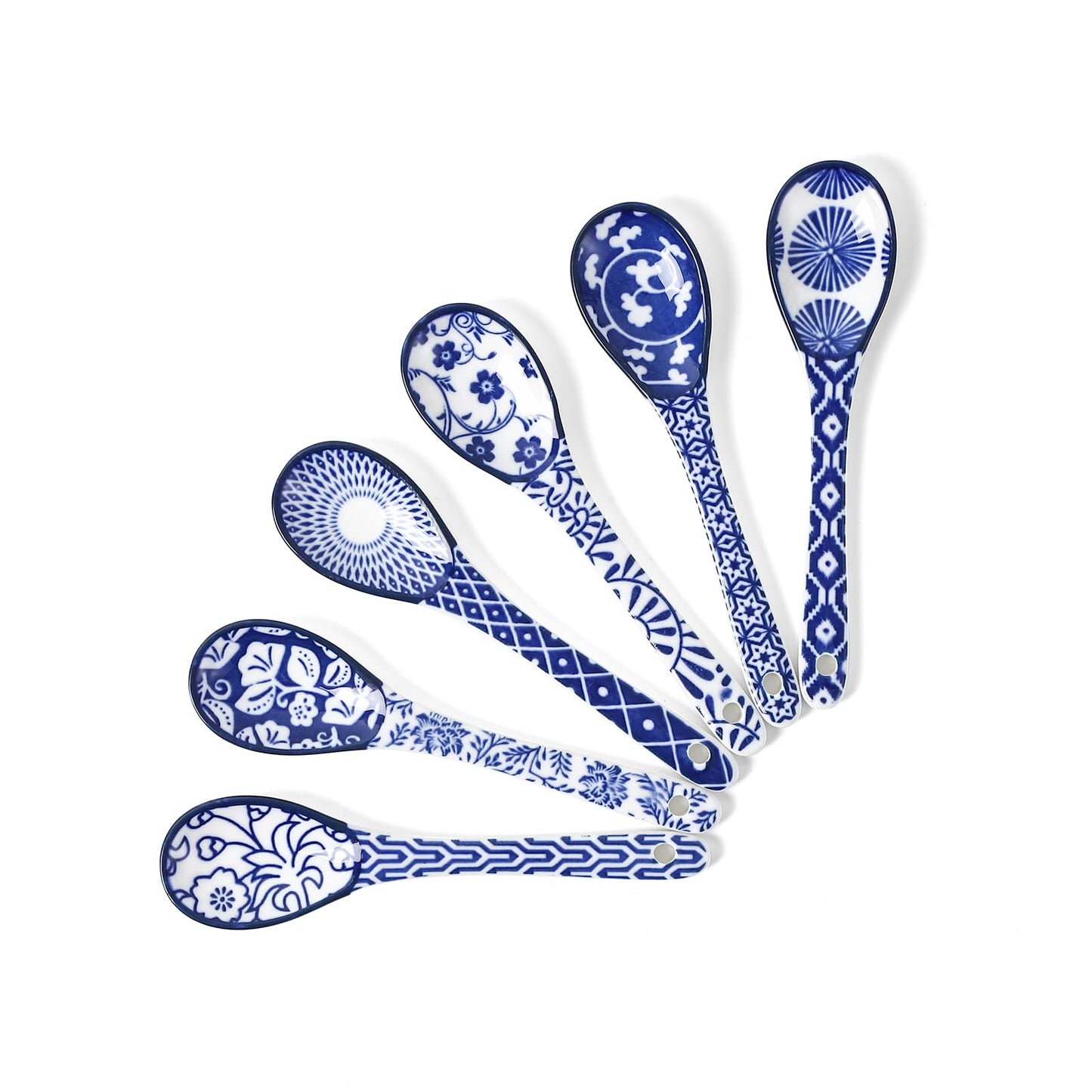 Selamica Ceramic Coffee Spoons, Teaspoons 5.2 Inch Small Spoons Set for Espresso, Tea, Dessert, Stirring, Dishwasher & Microwave Safe, Set of 6, Vintage Blue
