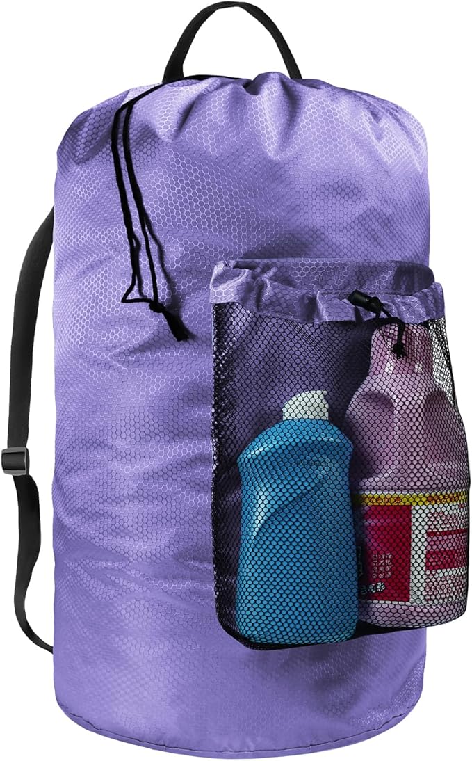 Laundry Bag with Shoulder Straps and Mesh Pocket Laundry Backpack Large