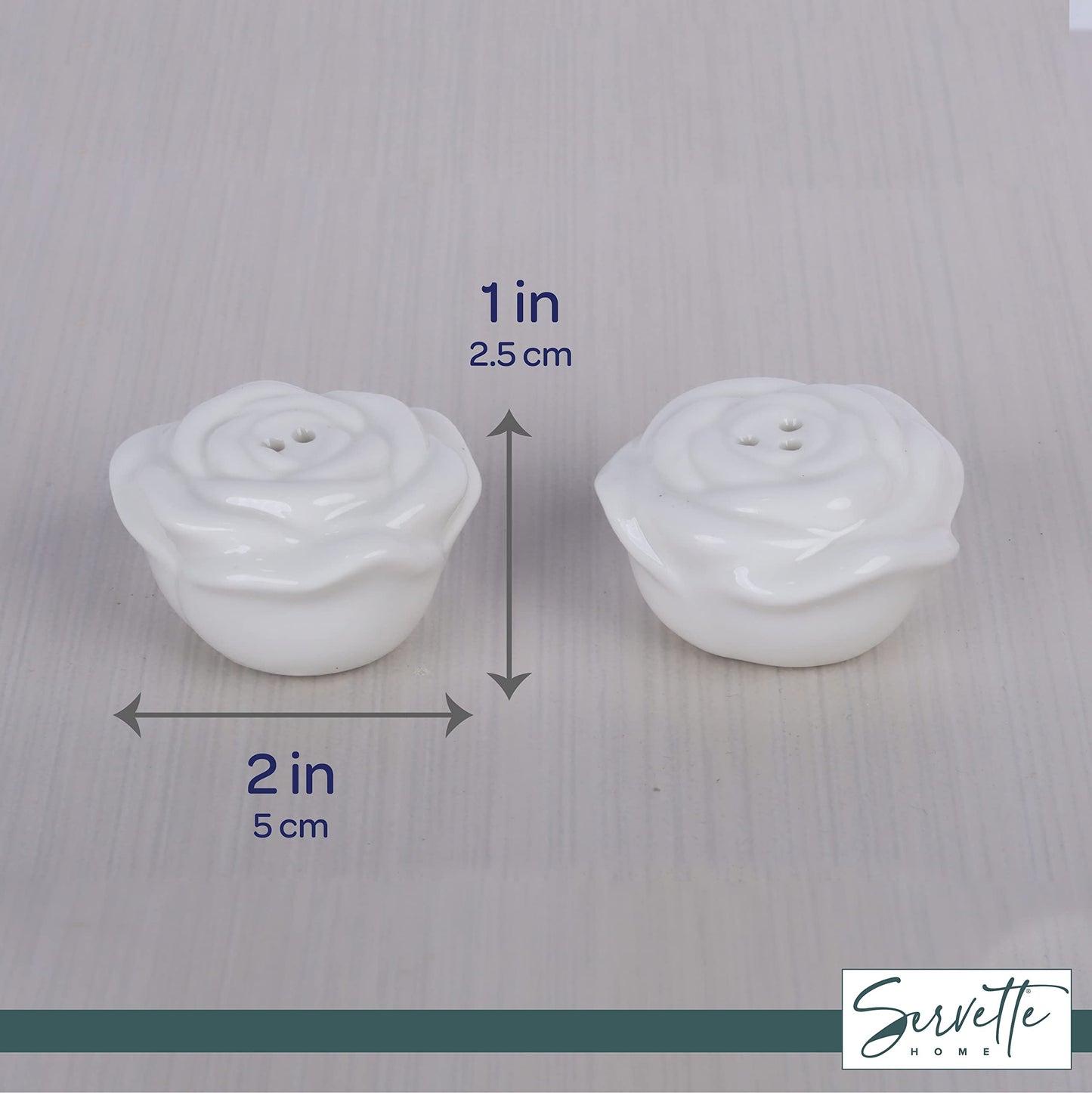 Mini White Roses Salt and Pepper Shakers