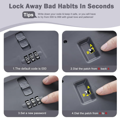 Lockable Storage Box, Small Lock Box with Combination Code for Phone/Medicine Safe/Food Home/Refrigerator/Office/Personal Items/Travel/Gift,9.25 x 5.04 x 3.62’’