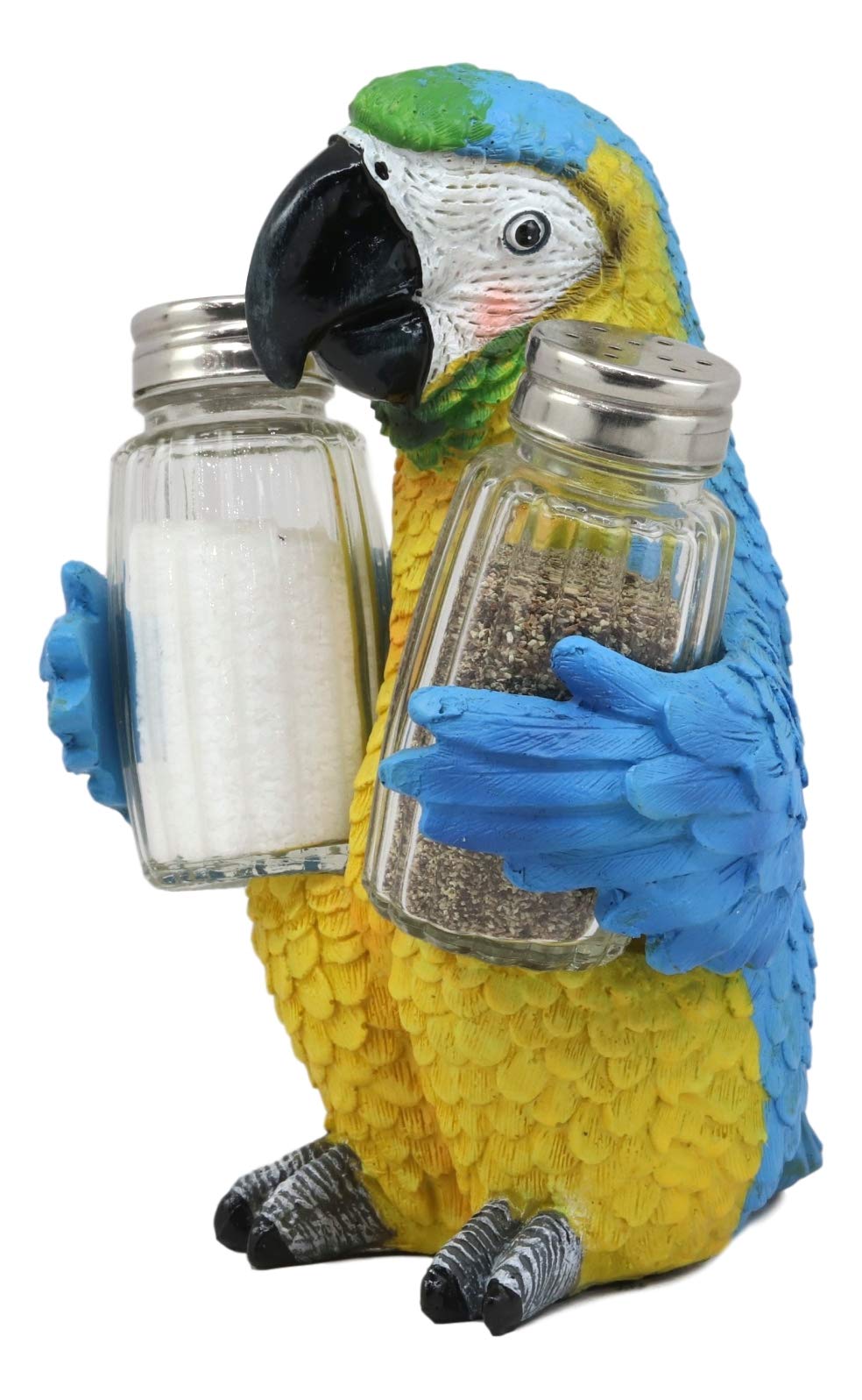 Ebros Tropical Rainforest Rio Blue Scarlet Macaw Parrot Bird Salt And Pepper Shakers Holder Figurine Set 6.75"H Nautical Table Decore or Decorations For Spice Racks Holders Organizers Home & Kitchen