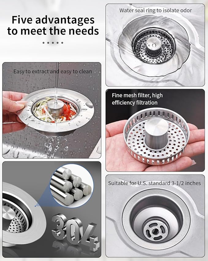 3 in 1 Kitchen Sink Drain Strainer Anti-Clogging Kitchen Sink Drain Stopper