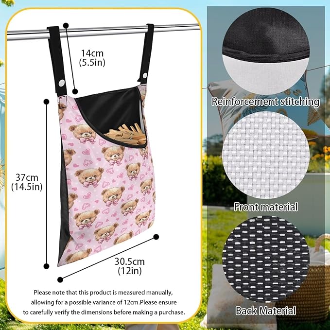 Clothespin Bag for Clothes Pin Holder for Outside and Clothes Line Pins