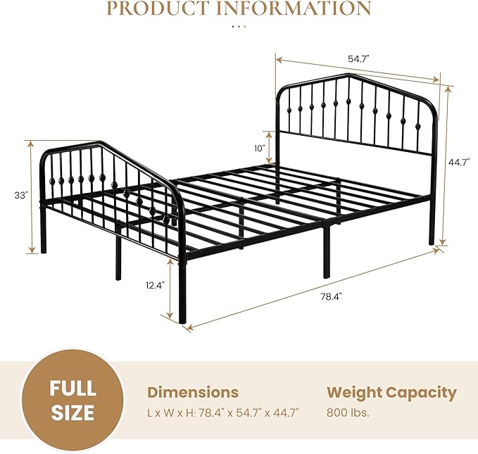 SHA CERLIN Full Size Metal Platform Bed Frame