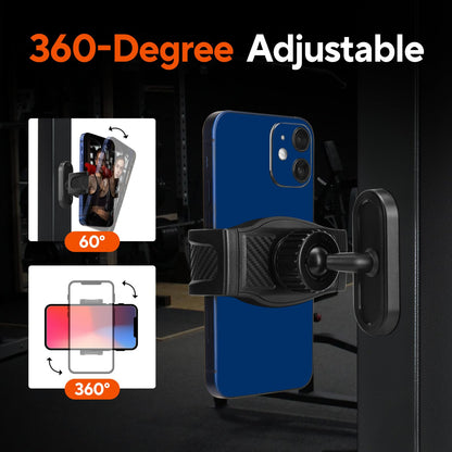 HOYXUN Magnetic Phone Holder for Gym, 360° Adjustable Strong Magnet Base Mount, Universal Magnetic Phone Mount for Workout Recording on All Smartphones