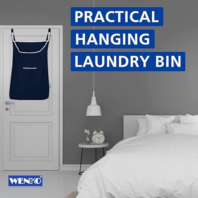 WENKO Laundry Hamper Bag Hanging, Over The Door Basket
