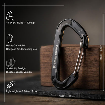 FresKaro Wiregate Carabiner Clip, 15kN Wire Gate Caribeener Heavy Duty, Caribeaner Spring Snap Hook, Strong, Lightweight, 5Pack for one of Each Color,Keychain, Key, Gym, Dog Collar, Outdoor Camping