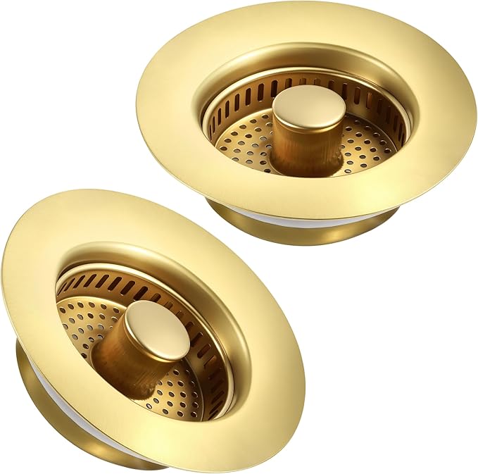 Kitchen Sink Drain Strainer 2 Pack, 304 Stainless Steel Pop Up Sink Stopper