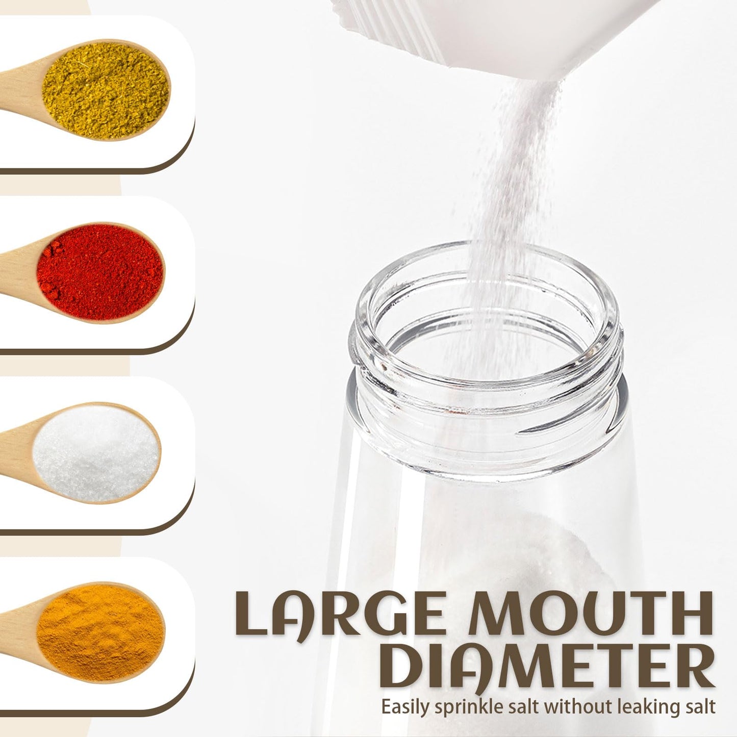 Diakey 2 Pack Salt and Pepper Shakers Set with Lid, Precise Quantitative 0.5g, Moisture-Proof Glass Spice Dispenser Metering Seasoning Bottle Kitchen Salt Control Container