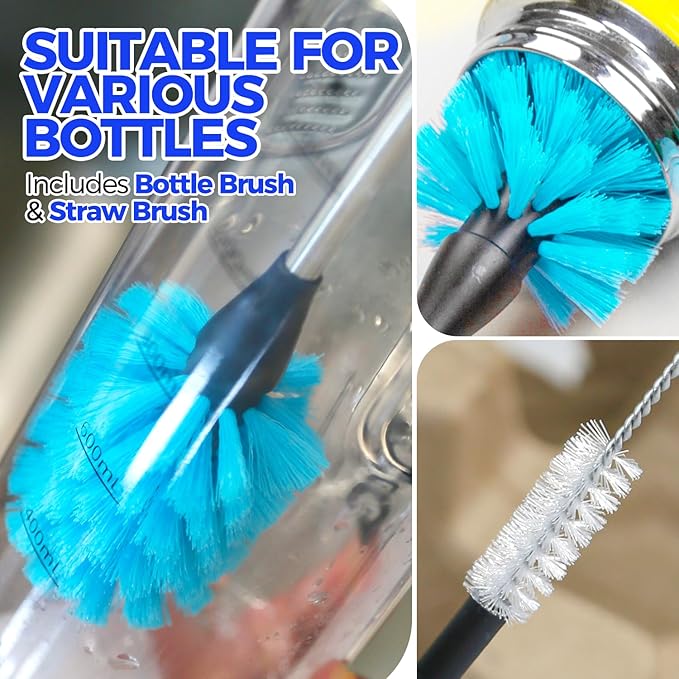Holikme Bottle Brush Cleaner Set, 3 Straw Cleaner Brush, Bottle Cleaning Brush