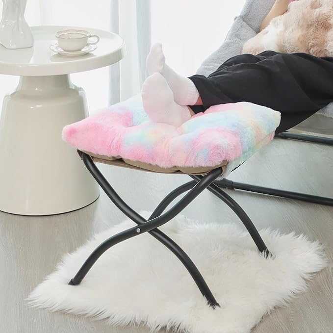 15" Folding Ottoman, Foldable Footrest Stool, Portable Small Foot Stool
