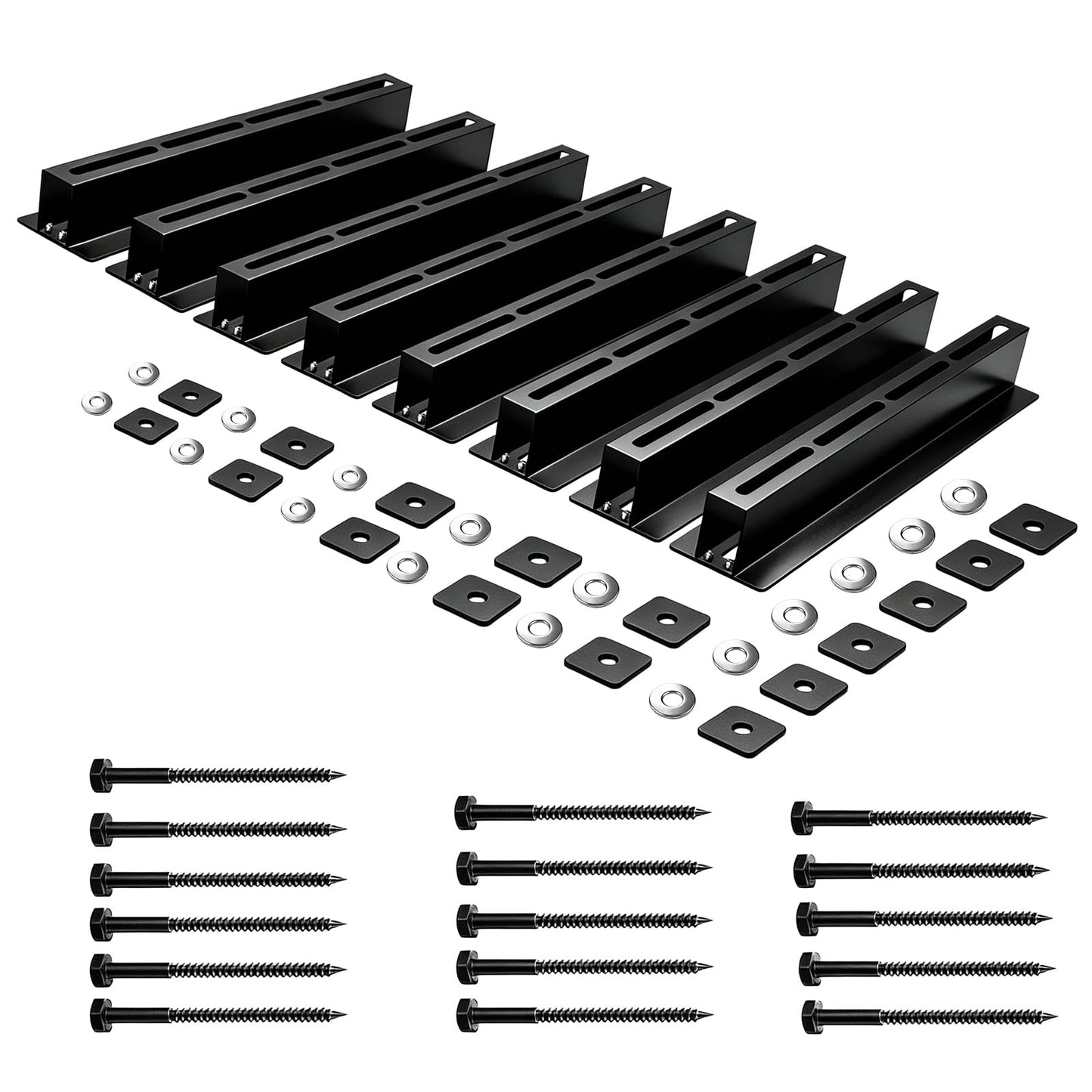 Dedomy Heavy Duty Garage Ceiling Storage Rack System, Overhead Bin Slide Track Rails for 7 Bins (8 Pack), Adjustable Tote Hanger, 176 Lbs Capacity Steel