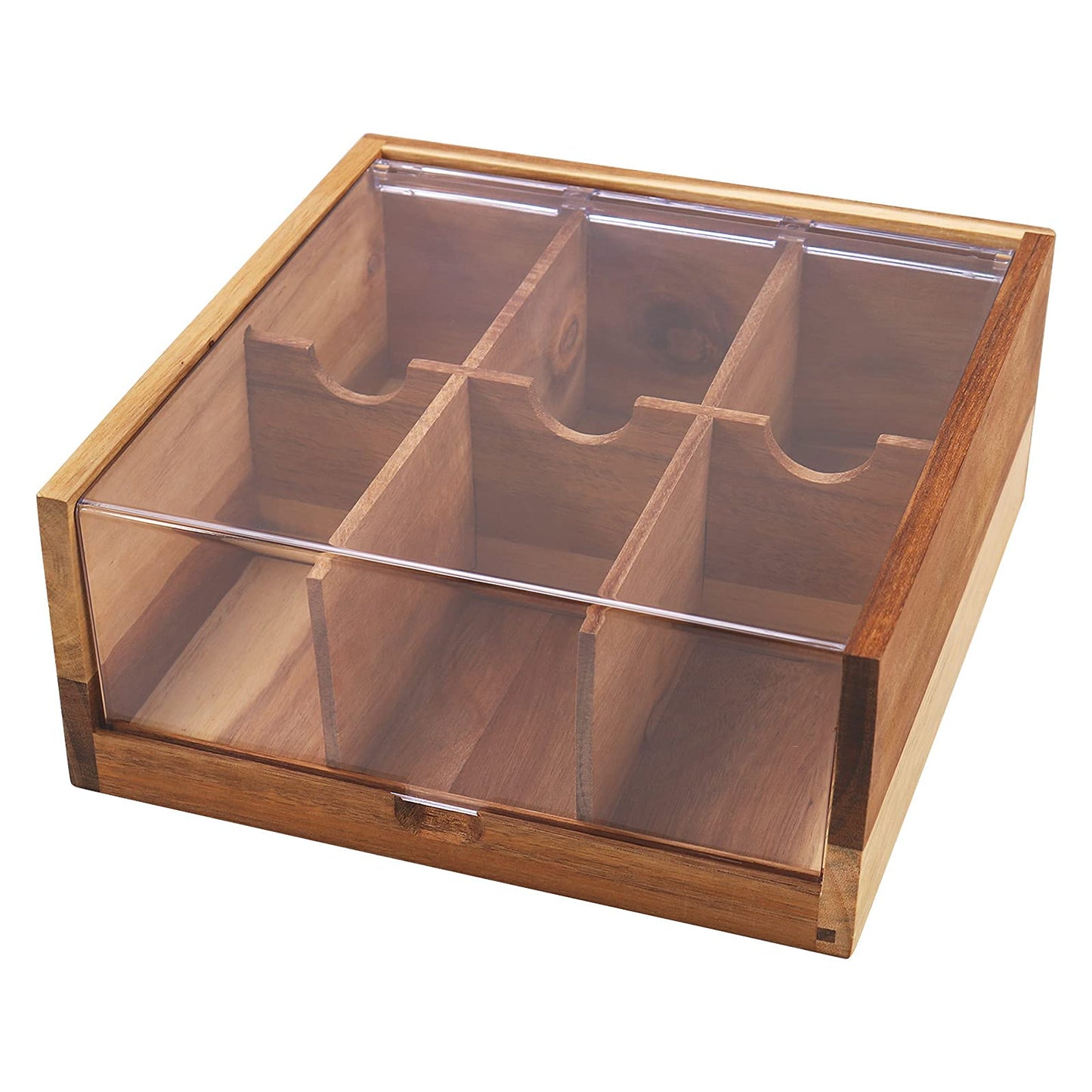 Bamboo Seasonings Box with Mini Spoon & Acacia Wood Tea Bag Organizer Storage