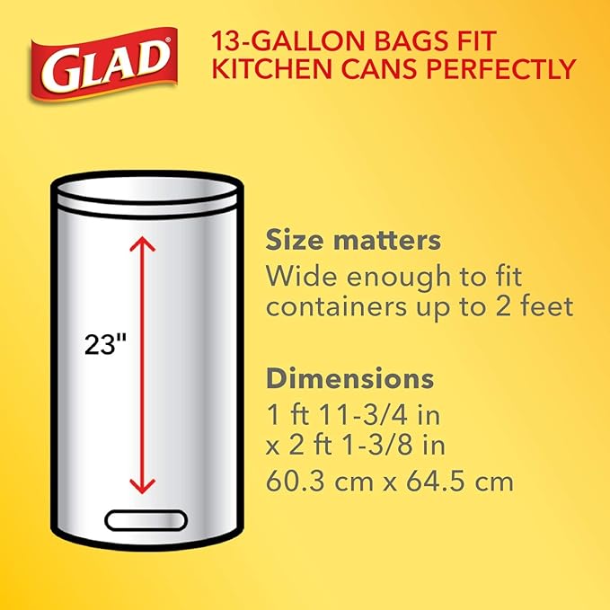Glad ForceFlex Tall Kitchen Trash Bags, 13 Gallon, Gain Lavender