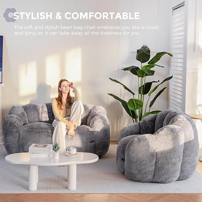 MAXYOYO Bean Bag Chair for Adults, Loveseat Floral Shaped Bean Bag Sofa