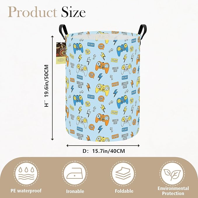 HUNRUNG Laundry Hamper, Large Canvas Fabric Lightweight Storage Basket Toy