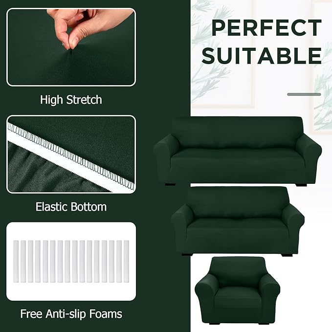 Peryiter 3 Pcs Couch and Loveseat Covers Set Sofa Cover