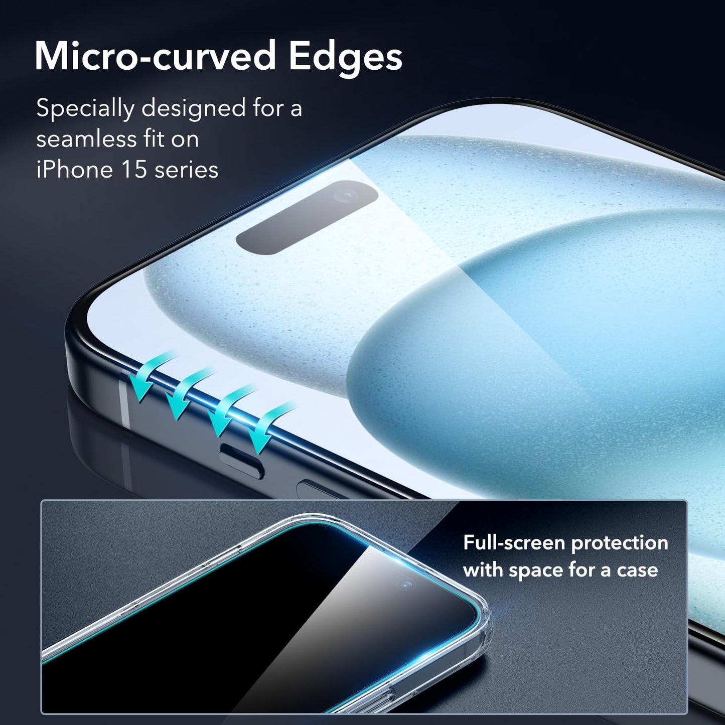 ESR 3 Pack for iPhone 15 Pro Max Screen Protector, [9H Hardness] [Military Grade Shatterproof] Full Coverage Tempered Glass Film with Easy Installation Tool, HD Clear, Scratch Resistant