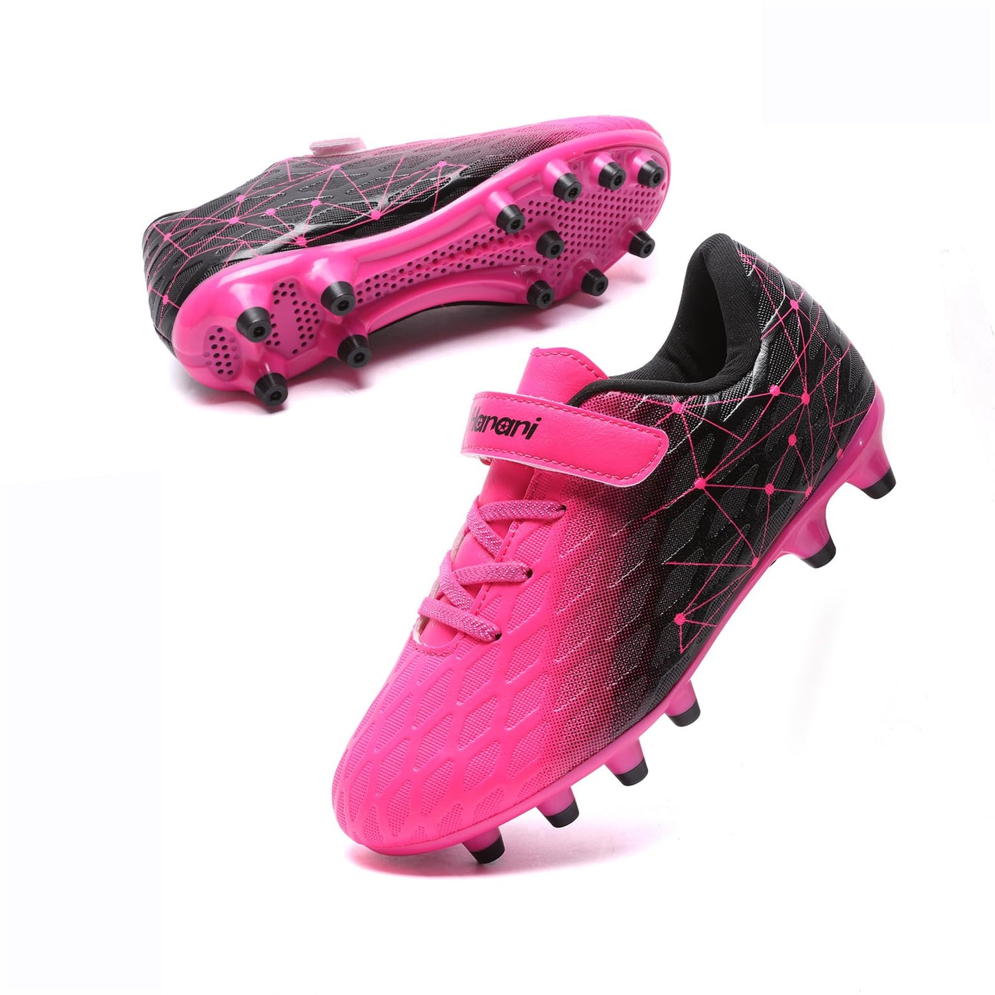 Boys Football Boots Shoes Kids Girls FG/AG Soccer Athletics Training Sport Running Shoes Profession Competition Teenager Indoor Outdoor Cleats Sneakers for Unisex Pink EU32 Convert 13UK Child