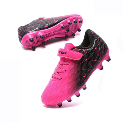 Boys Football Boots Shoes Kids Girls FG/AG Soccer Athletics Training Sport Running Shoes Profession Competition Teenager Indoor Outdoor Cleats Sneakers for Unisex Pink EU32 Convert 13UK Child