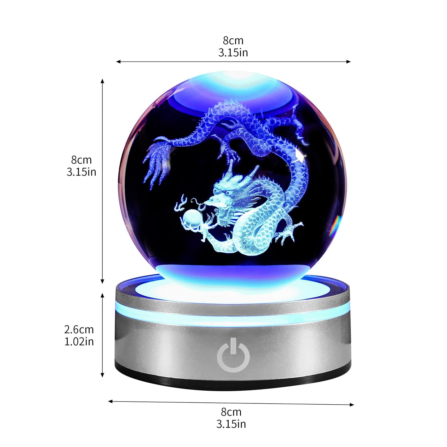 pinyan Chinese Dragon Decor Gifts Statue Figurines Stuff Decorations 3D Laser Etched Halloween Crystal Balls for Witchcraft Paper Weights Glass Decor for Kids Gifts Dragon Lovers