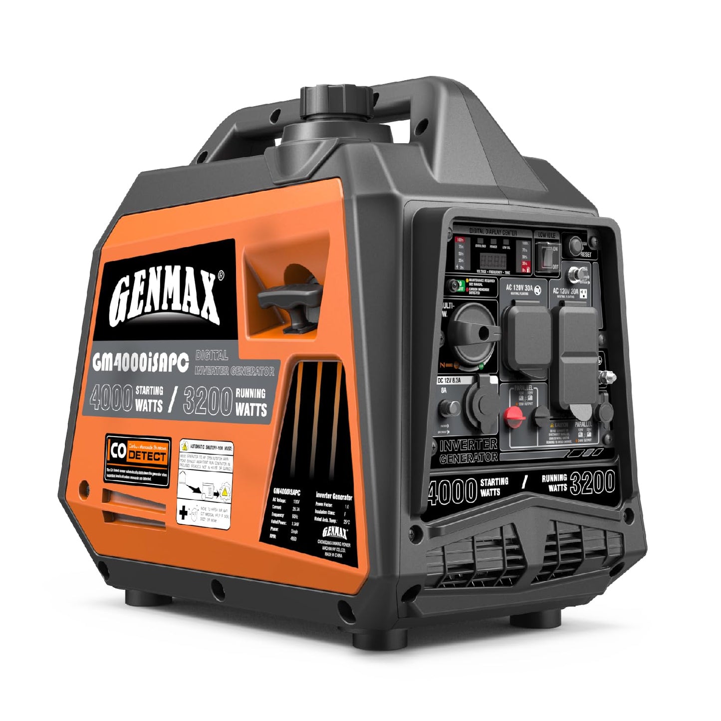 GENMAX Portable Generator,4000W ultra-quiet145cc Engine &Parallel and Series Ready, EPA & CARB Compliant, Eco-Mode Feature, Ultralightweight for Backup Home Use & Camping (GM4000iSAPC)