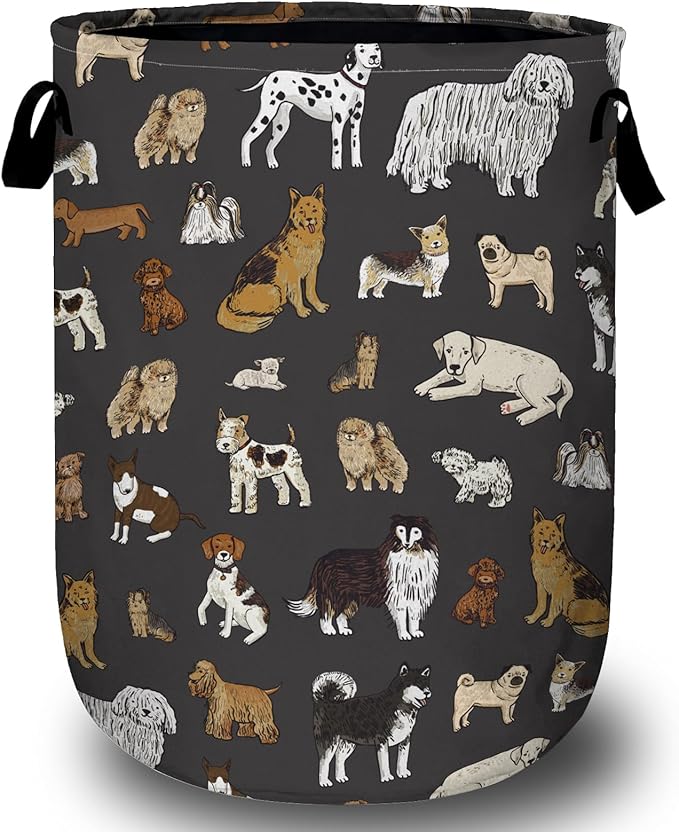 Cute Dogs Laundry Basket, Foldable Dog Lover Laundry Hamper Tote Bag Dirty