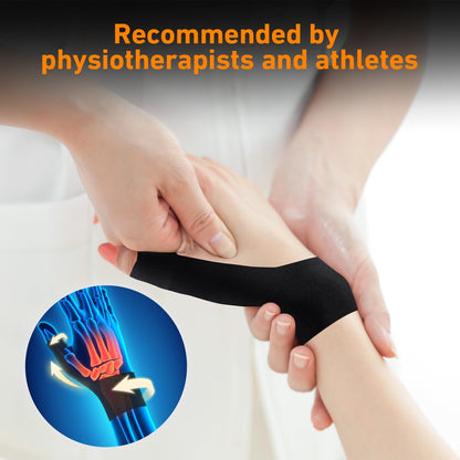 Precut Kinesiology Tape for Thumb Right, KTQUICK 12PCS Waterproof & Hypoallergenic Latex-Free Athletic Tape for Thumb Support, Wrist & Thumb Brace, Elastic Breathable Long-Lasting Thumb Tape (Black)