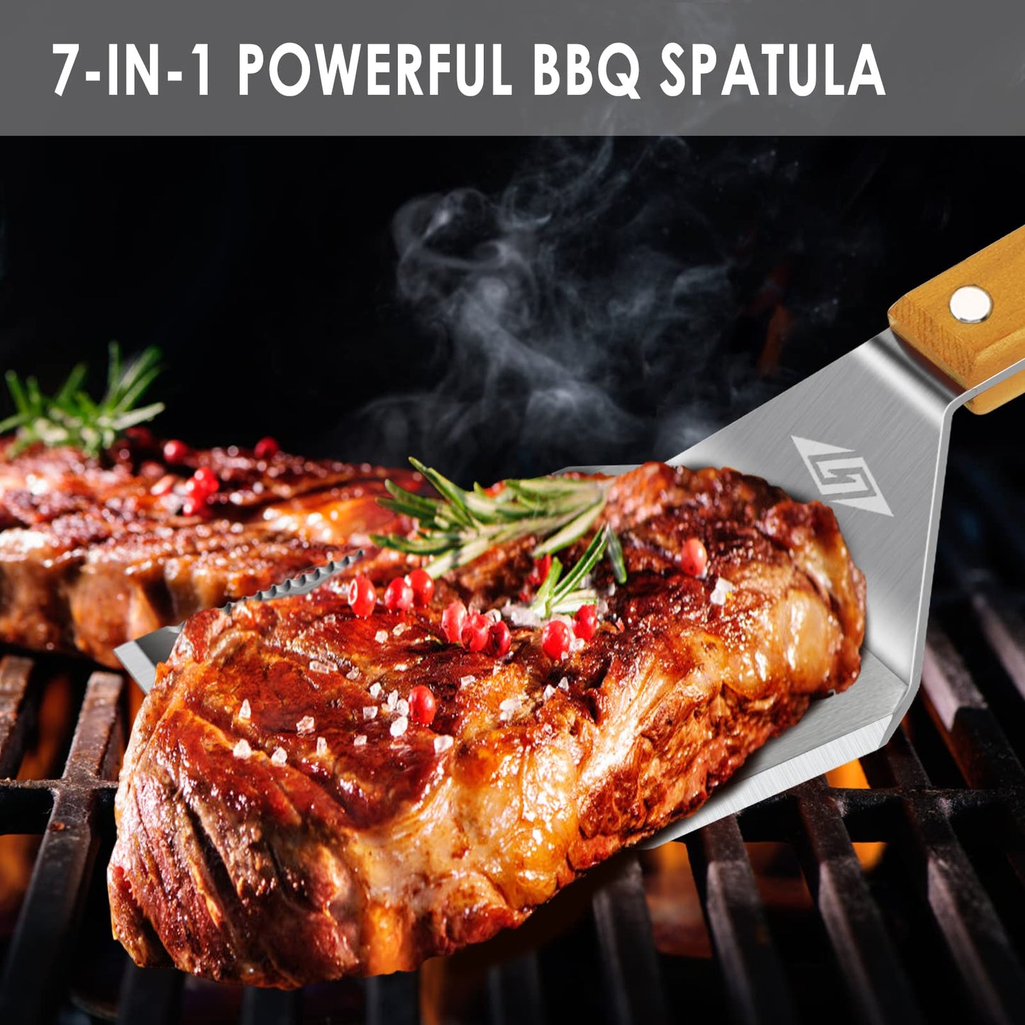 BBQ Tools Set with Grill Spatula, Tongs, Fork - Barbecue Utensils Kit - Surprise Gifts for Men