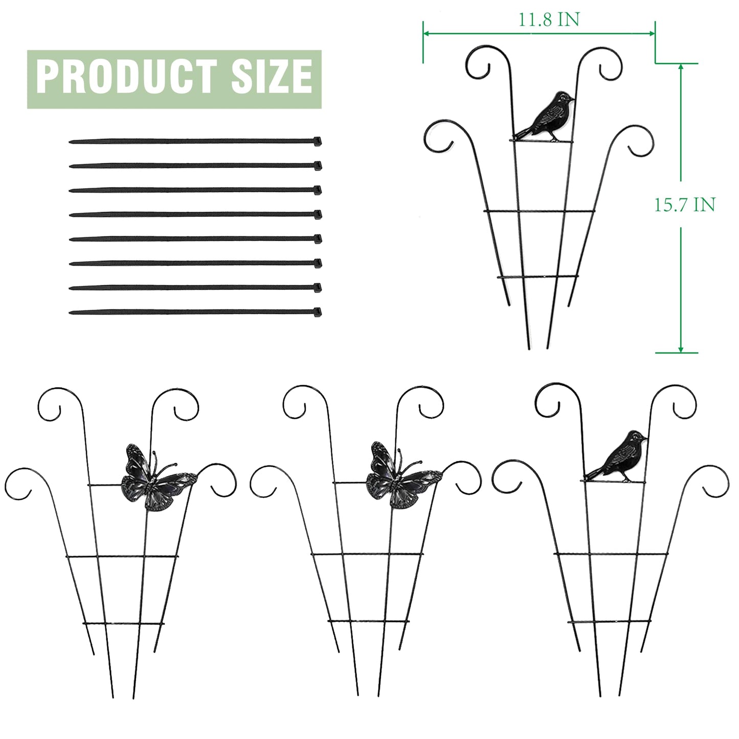 LONCHDAN Indoor Plant Trellis for Climbing Plants Indoor Trellis Indoor Metal Trellis 4 Pack for Garden Plants Support Small House Plant Trellis for Vines, Flower