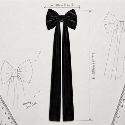 Big Black Velvet Bow Coquette Room Decor, 16x71 Inch Large Christmas Bows for Birthday Decorations, Christmas Tree Topper, Girl Room Decor, Bachelorette, Wedding, Baby Shower, Front Door, Wreath