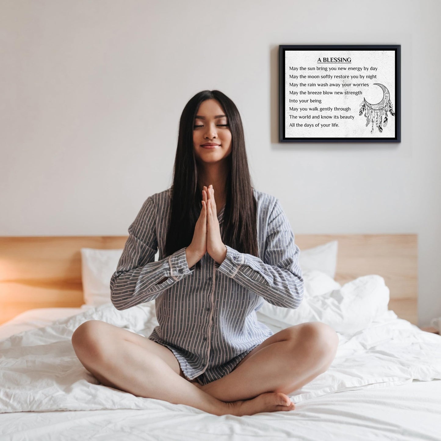 AMERICAN LUXURY GIFTS A Blessing Inspirational Wall Art 8x10 Unframed – Spiritual Quote Print with Moon Dreamcatcher Design – Boho Bedroom Decor, Meditation Room, Living Room, Thoughtful Gift Poster