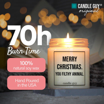 candle guy Scented Candle | Merry Christmas. You Filthy Animal. | Hand Poured 100% Soy Wax | 70 Hours Burn Time