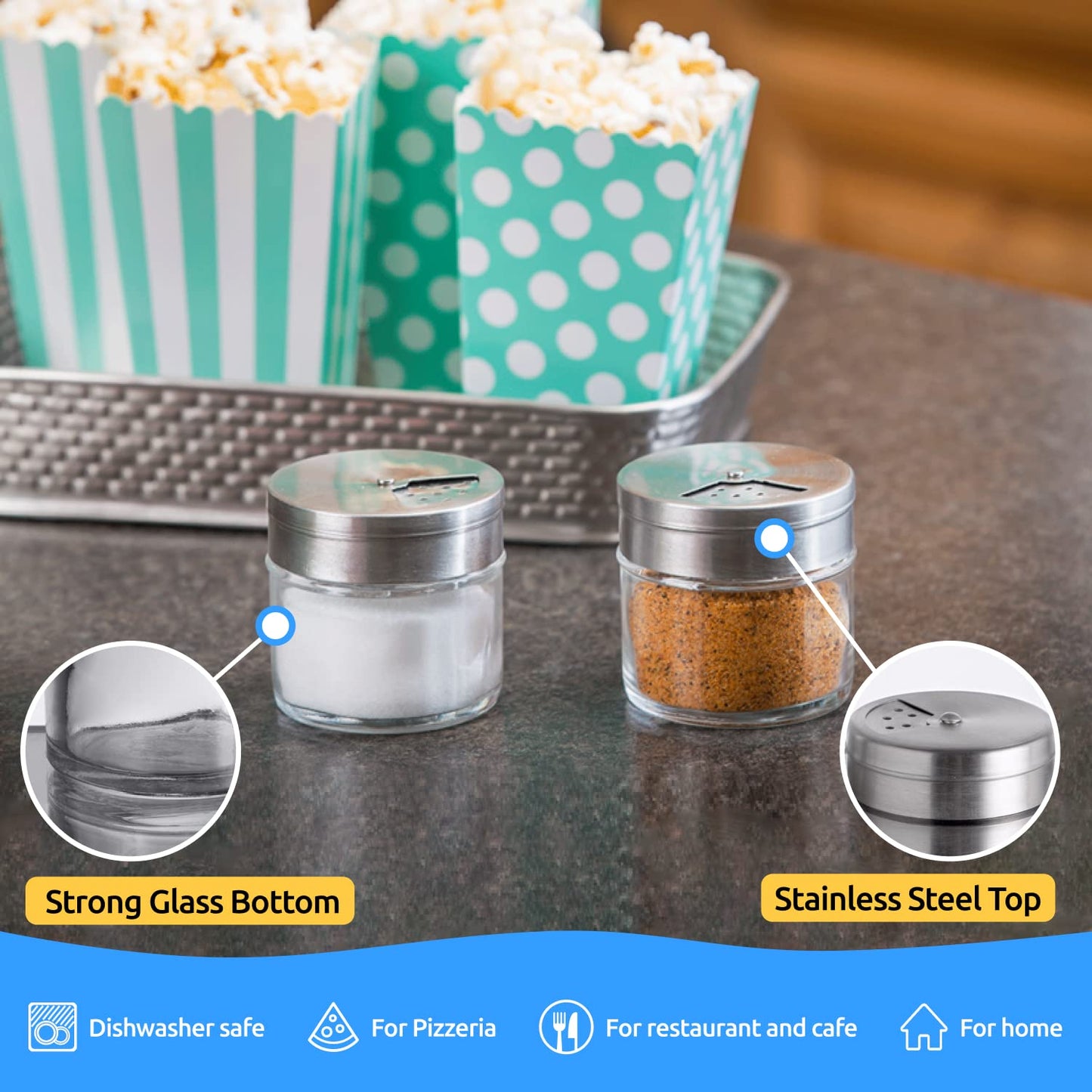 6-Pack 3oz Glass Spice Seasonings Shaker With Adjustable Lid