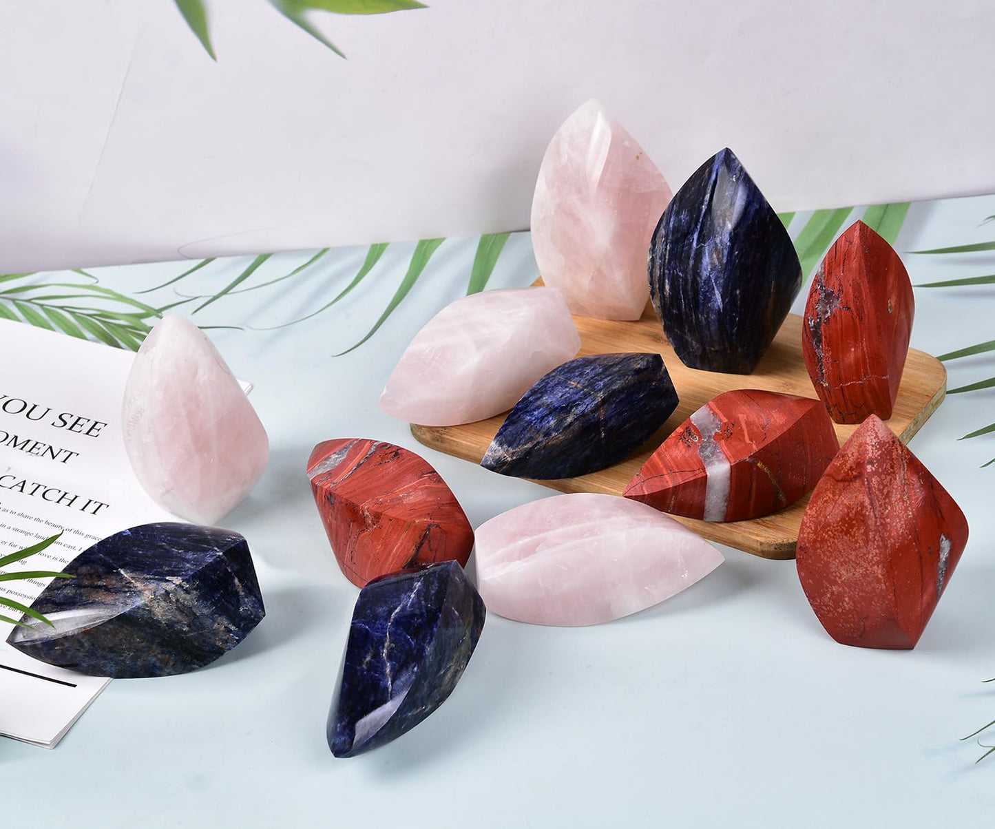 JIC Gem Sodalite Large Natural Healing Crystal Point Obelisk Tower Spiral 4 Sides Energy Gemstone Decoration Gifts 1.1-1.7 Lbs