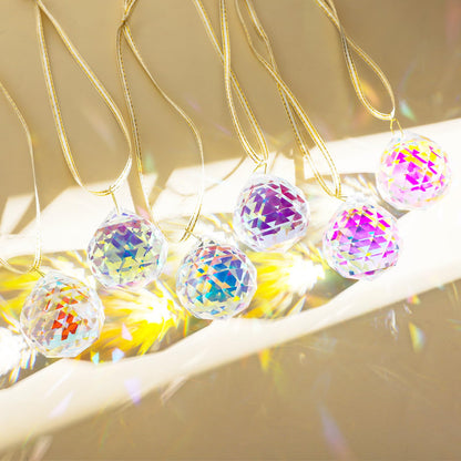 Set 6 Crystal Sun Catcher, AB Coating Ball Suncatcher Window Hanging Christmas Ornaments Rainbow Maker Prisms for Home Garden Decor
