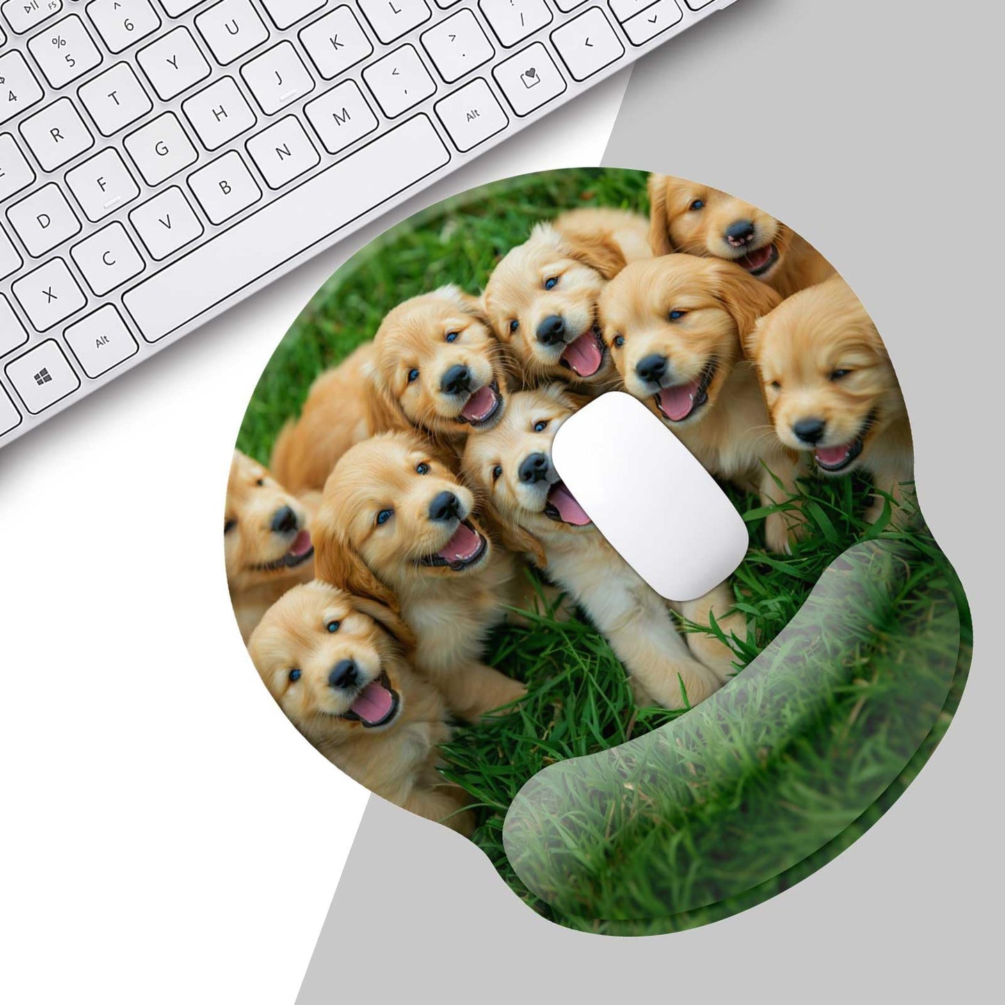 Dog Ergonomic Mouse Pad with Wrist Rest,Gaming Mouse Pad with Wrist Support, Funny Mouse Pads for Desk, Computer Mousepad with Non-Slip Pain Relief PU Base, Cute Office Desk Accessories