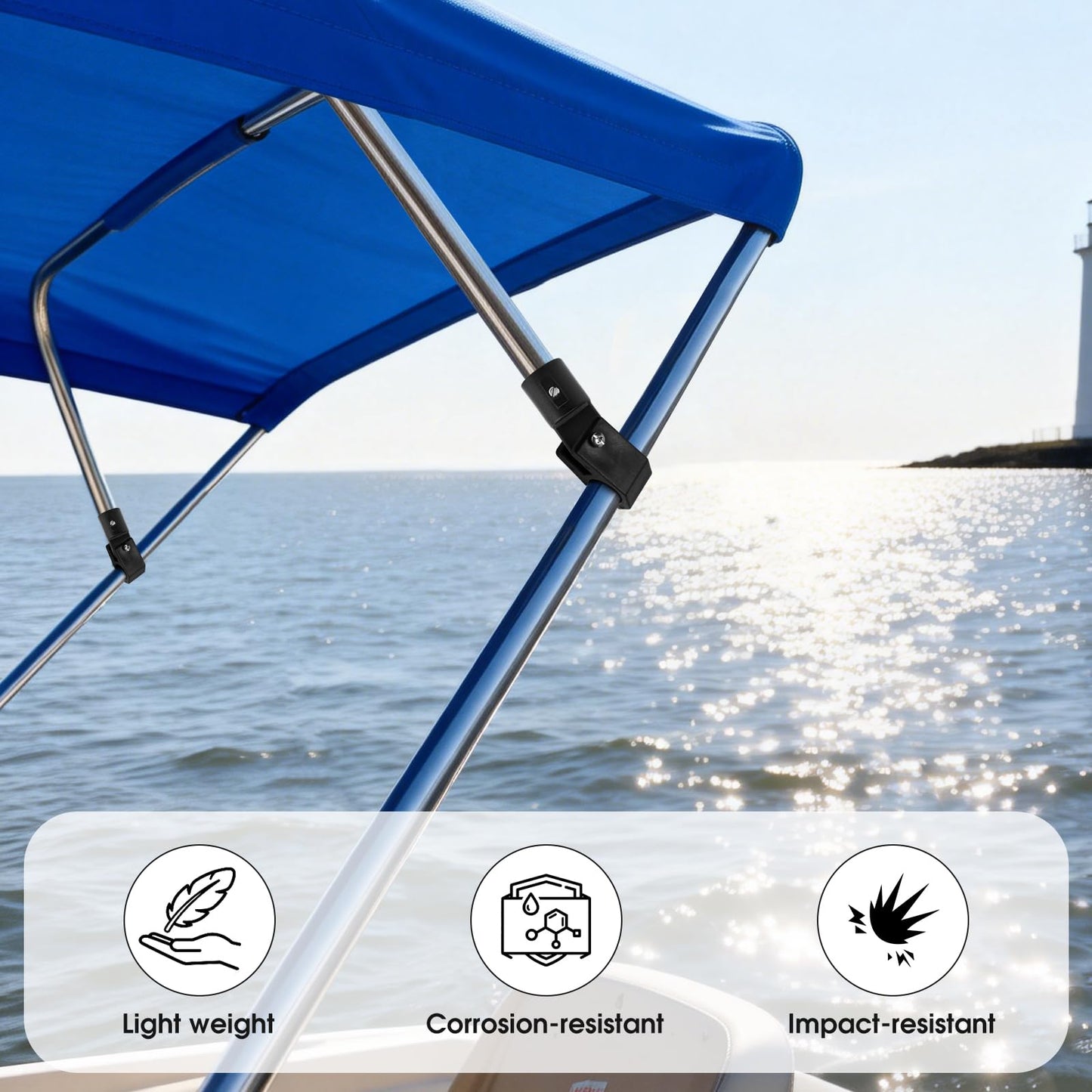 MX Boat Bimini Top Fitting Hardware Set - Nylon Kit for 7/8 Inch Tubing: Eye End Cap, Jaw Slide, Deck Hinge 12PCS