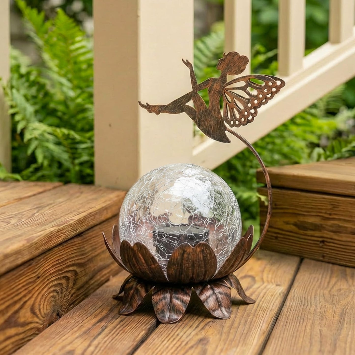 MUMTOP Solar Lantern Fairy Light, Crackle Glass Solar Lights Outdoor LED Waterproof Tabletop Lamp for Table, Yard, Garden, Patio, Lawn Decor or Mother's Day Gifts