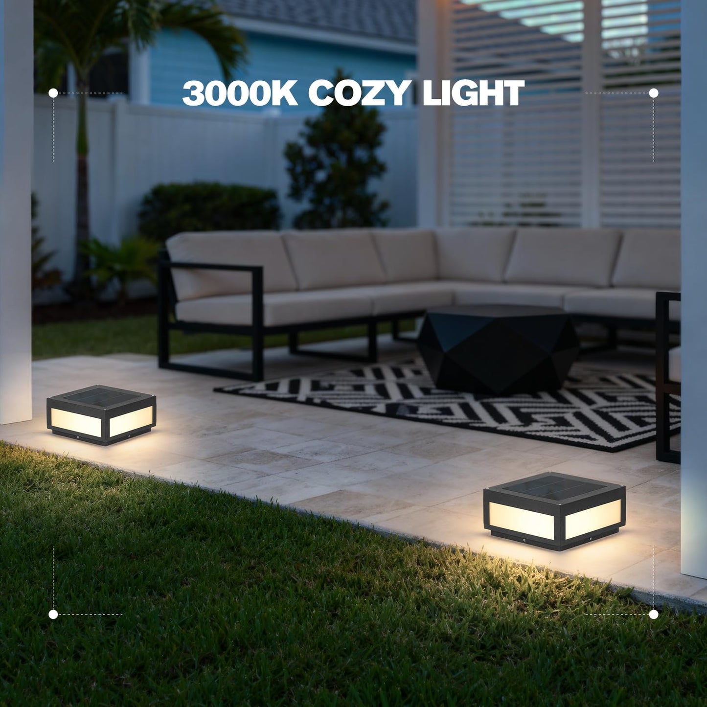 Smplhavn 11.81" Solar Post Lights, IP54 Waterproof Solar Pillar Lights Outdoor, 3000K LED Outdoor Lamp Post Light, Dusk to Dawn Column Lighting for Posts Fence Outside Entrance Yard Driveway