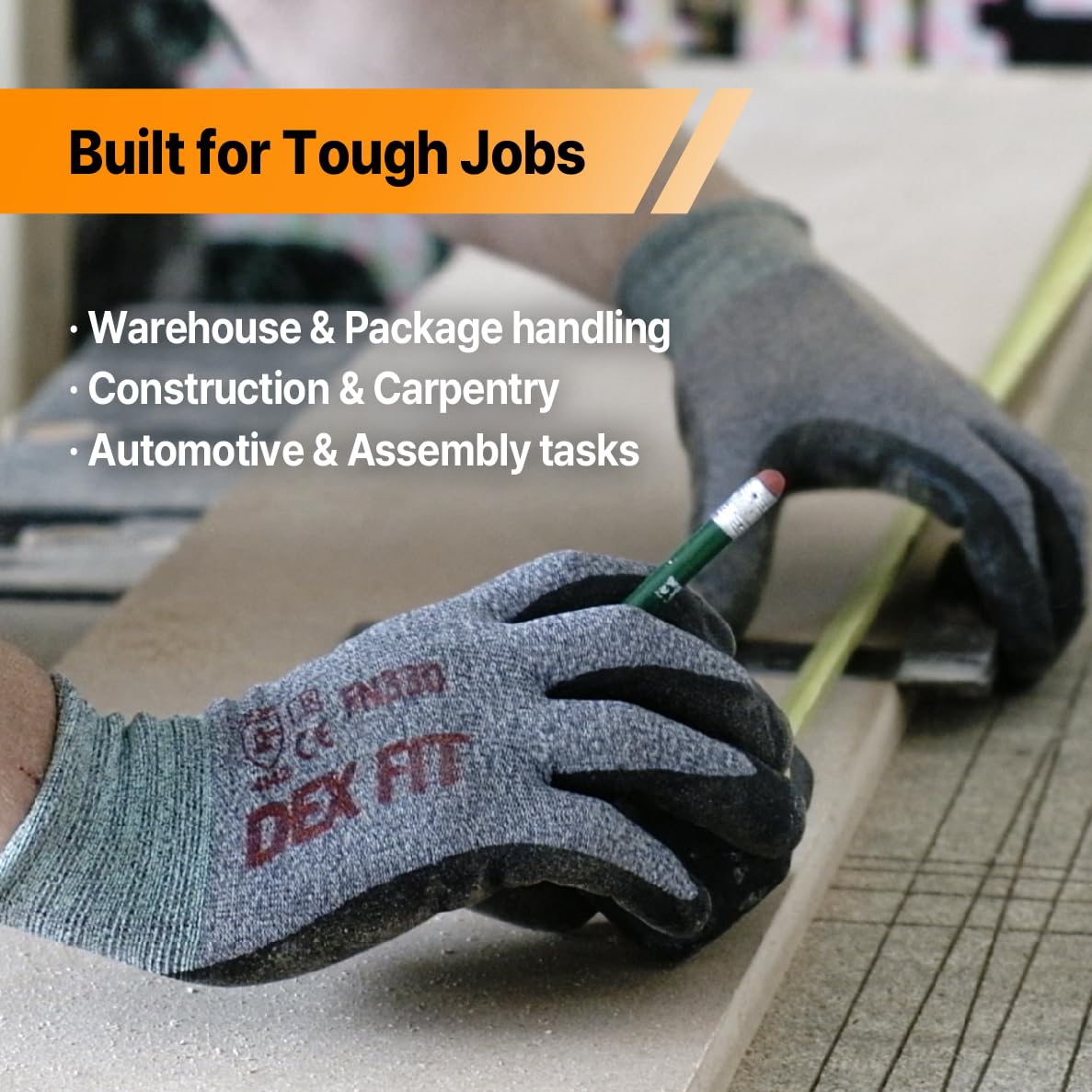 DEX FIT Work Gloves FN330, 3D Comfort Stretch Fit, Power Grip, Durable Foam Nitrile Coated, Smart Touch, Thin & Lightweight, Machine Washable (Medium(3 Pairs), FN330 Black)