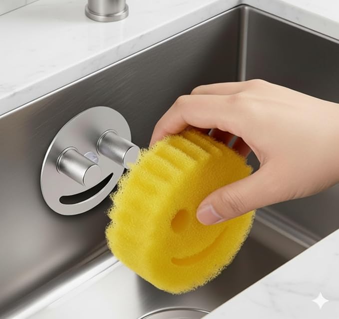 Smiley face sponge holder, kitchen Sink Caddy Organizer
