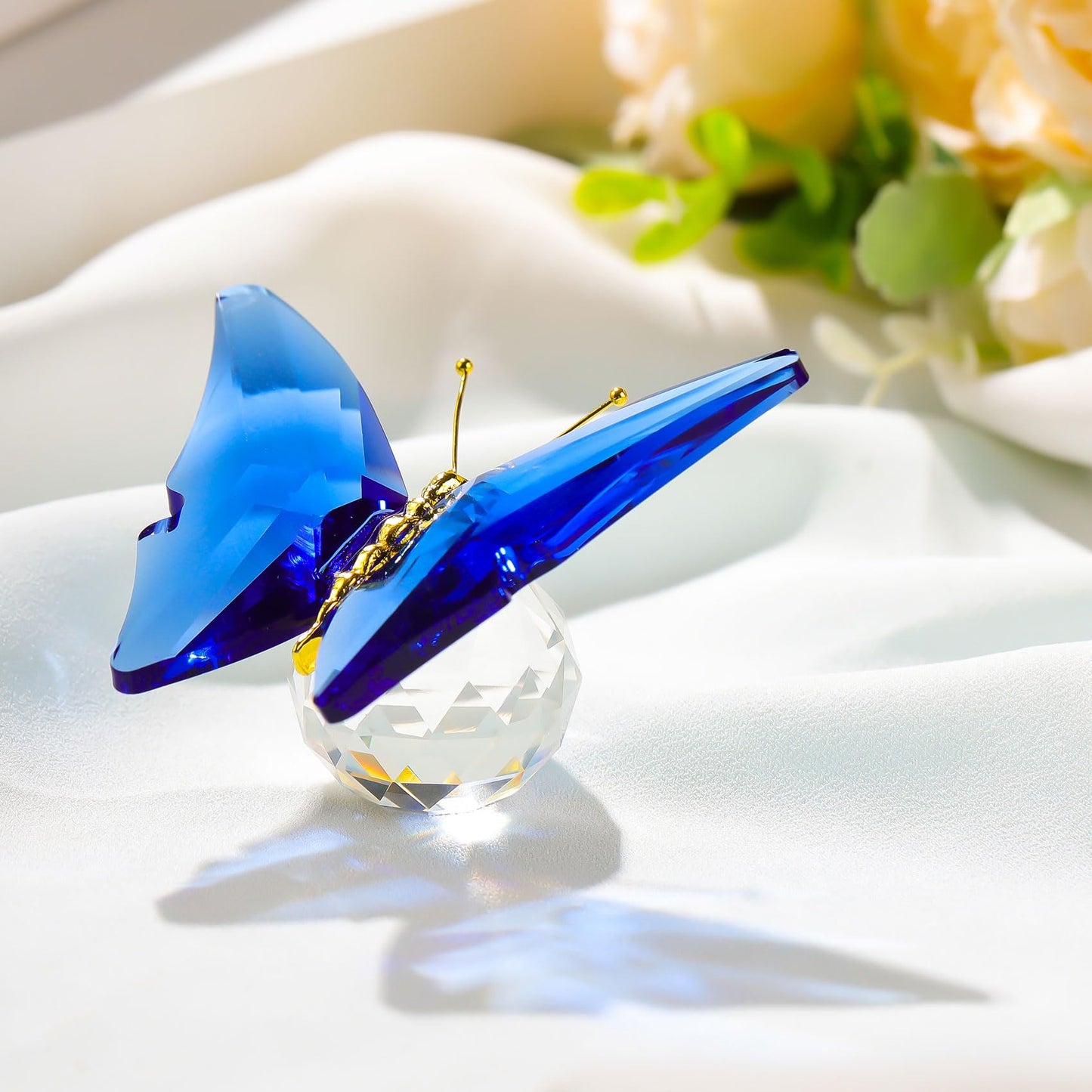 Movdyka Crystal Butterfly Gifts for Women Blue Glass Figurine Home Decor