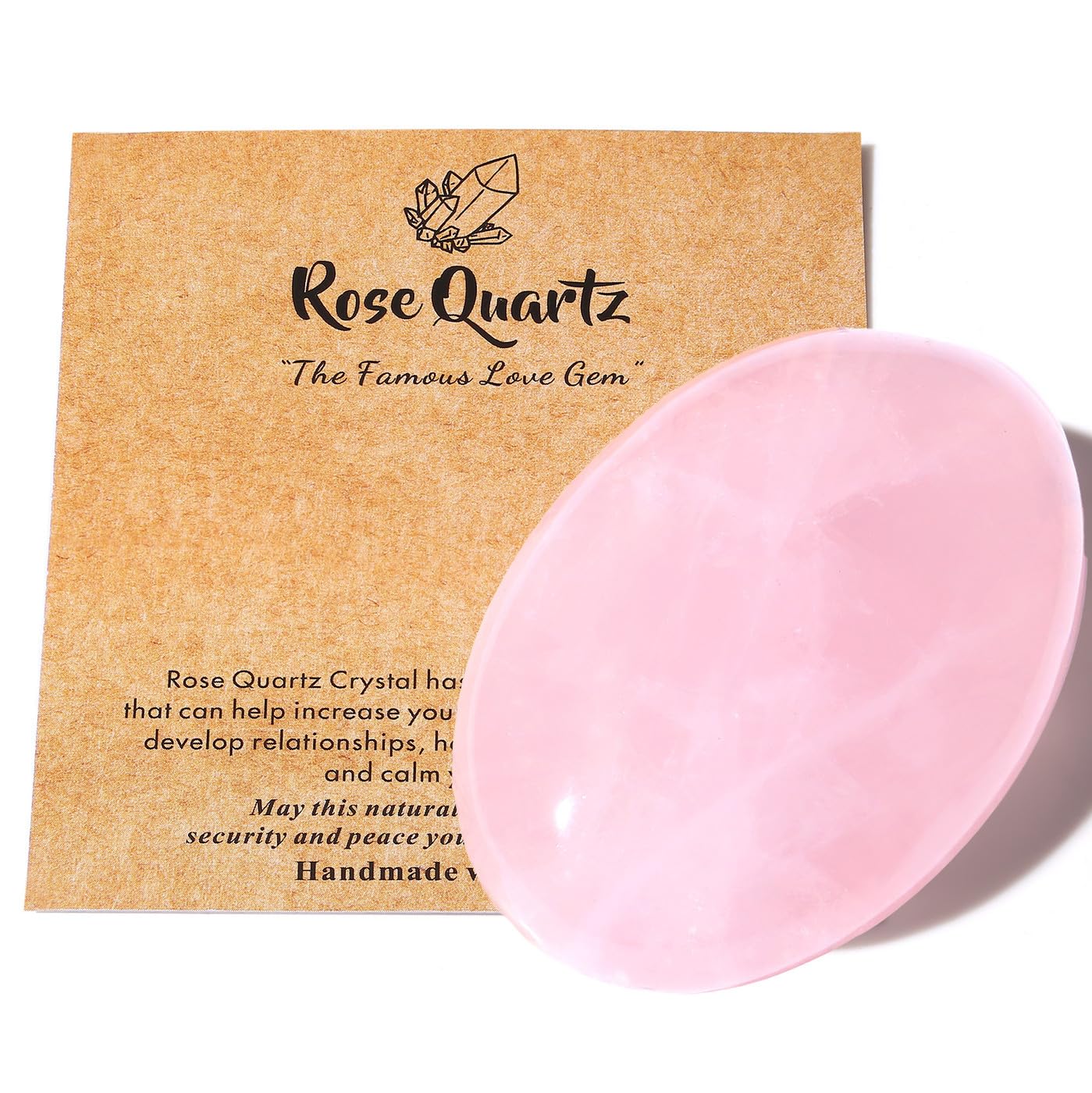 MAIBAOTA 2.4" Large Rose Quartz Crystals Stone Polished Palm Stone Healing Crystals 0.7" Thick Natural Reiki Gemstone Worry Stone Energy Balancing Anxiety Stress Relief Meditation 1 Pc